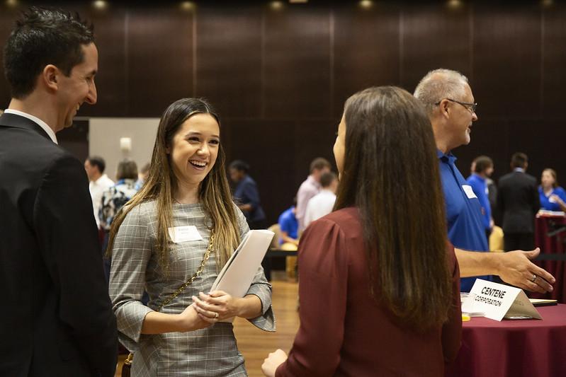 ASU student at a veterans networking event 