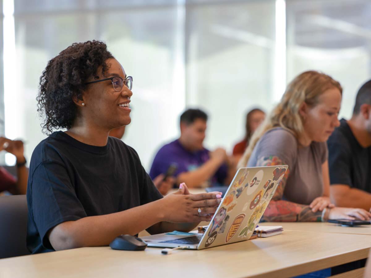 Students laughing in class
