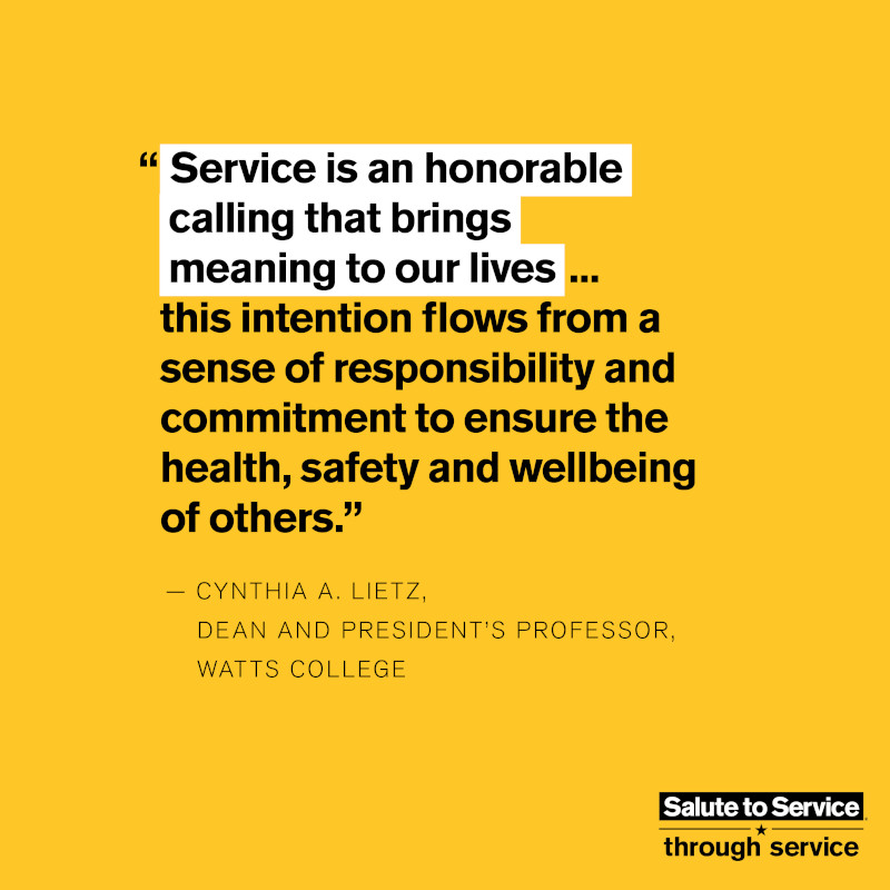 Cynthia Lietz quote "Sevice is an honorable calling that brings meaning to our lives..."